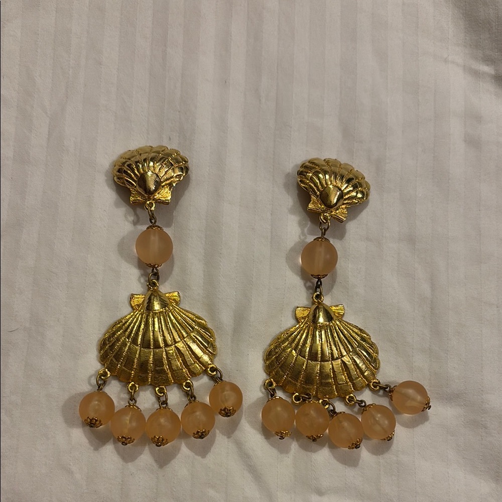 Gold Shell Drop Earrings